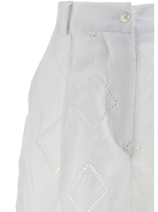 Embroidered Linen Bermuda Shorts