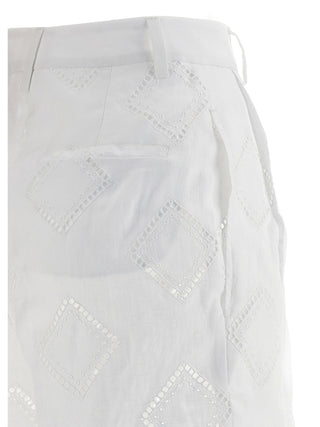 Embroidered Linen Bermuda Shorts