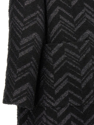 Single-breasted Chevron Lamé Coat