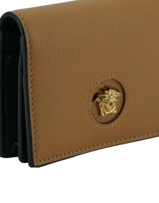 Elegant Compact Leather Wallet In Brown