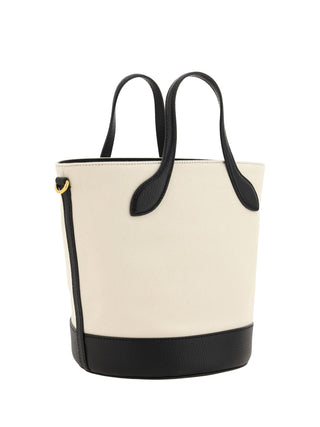 Elegant Monogram Bucket Bag In Black & White