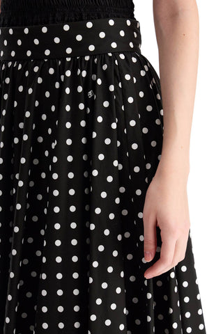 Polka Dot Printed Midi Skirt With