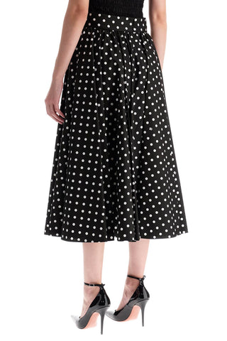 Polka Dot Printed Midi Skirt With