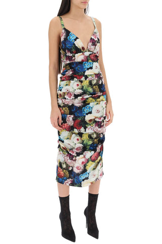 Nocturnal Flower Draped Midi Dress