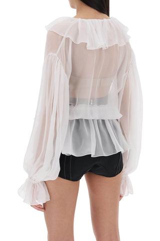 Silk Chiffon Blouse With Ruffles.