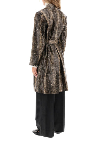 Snake-effect Faux Leather Trench Coat