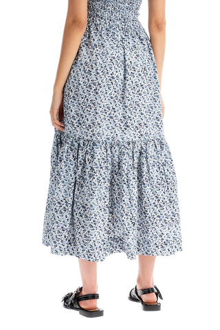 Ruffled Poplin Skirt With Fl