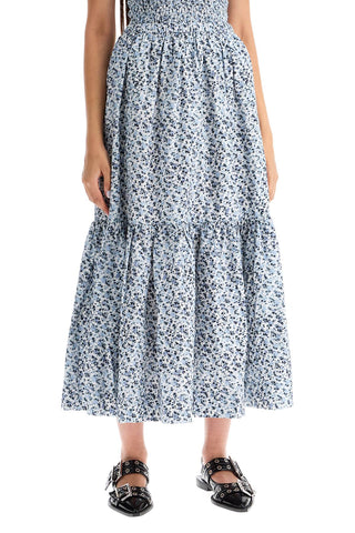 Ruffled Poplin Skirt With Fl