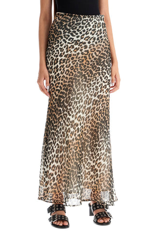 Long Chiffon Animal Print Maxi Skirt