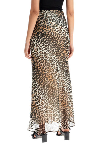 Long Chiffon Animal Print Maxi Skirt