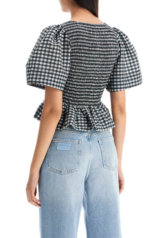 Seersucker Checkered Pattern Top