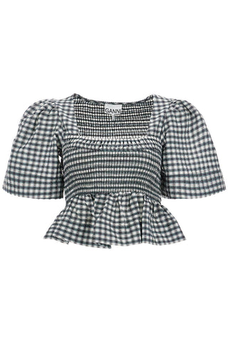 Seersucker Checkered Pattern Top