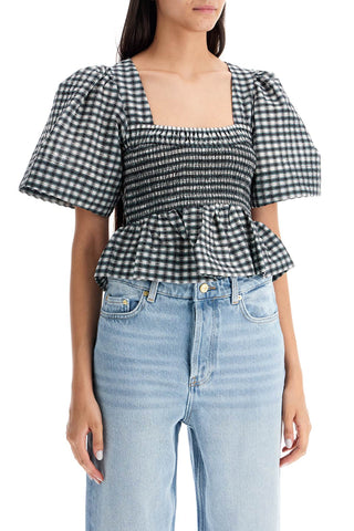 Seersucker Checkered Pattern Top