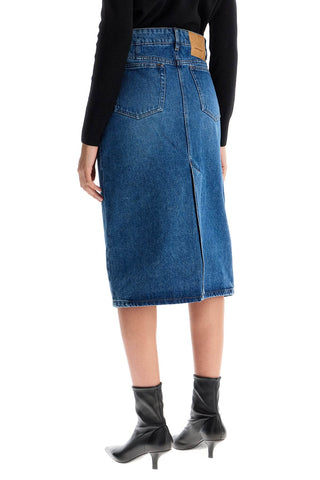 Denim Midi Skirt In Seven