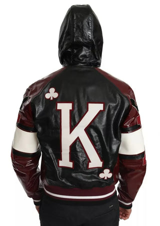 Black Bordeaux Hooded Leather Dg King Of Love Jacket