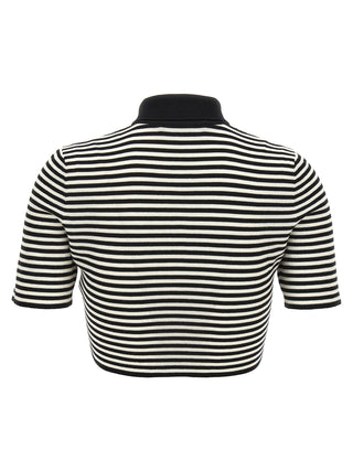 Striped Cropped Polo Shirt