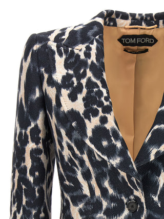 Animal Print Single-breasted Blazer