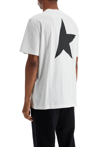 White Cotton Men's T-shirt With Large Black Star