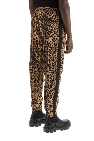 Leopard Print Nylon Jogger Pants For