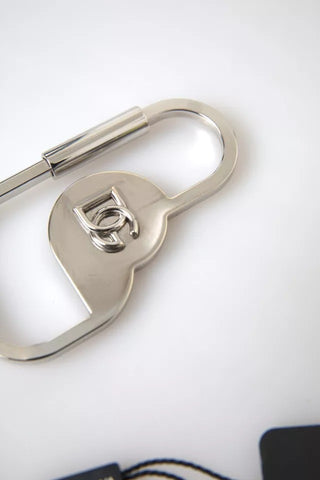 Silver Tone Brass Metal Dg Logo Engraved Keyring Keychain