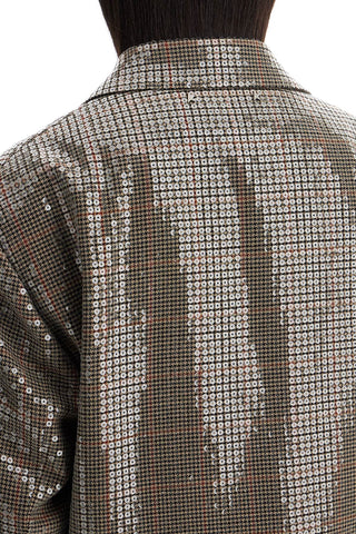 Houndstooth Blazer With Sequins