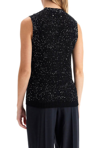 Knitted Vest With Sequins Embell