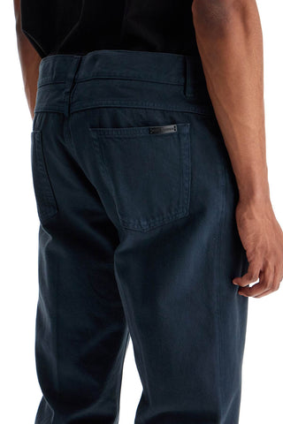 Regular Jeans With Frayed Hem Stitching