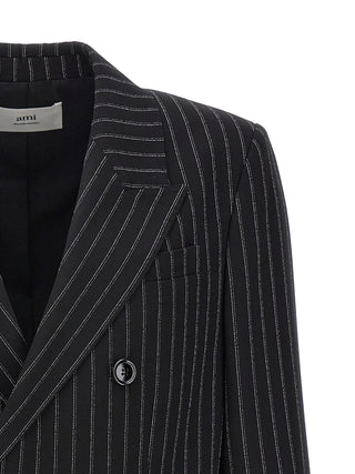 Pinstriped Double-breasted Blazer