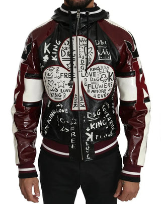 Black Bordeaux Hooded Leather Dg King Of Love Jacket