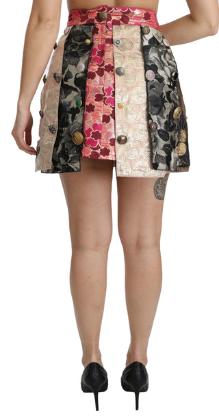 Floral Jacquard Asymmetrical Mini Skirt - Luxury for You