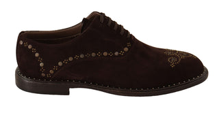 Elegant Brown Suede Studded Derby Shoes - Luxury for You