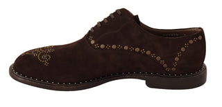 Elegant Brown Suede Studded Derby Shoes - Luxury for You