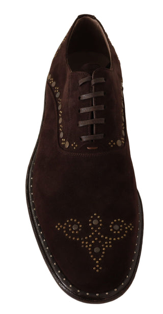 Elegant Brown Suede Studded Derby Shoes - Luxury for You