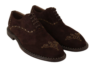 Elegant Brown Suede Studded Derby Shoes - Luxury for You