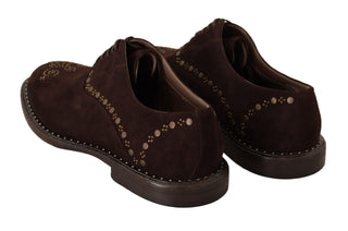 Elegant Brown Suede Studded Derby Shoes - Luxury for You