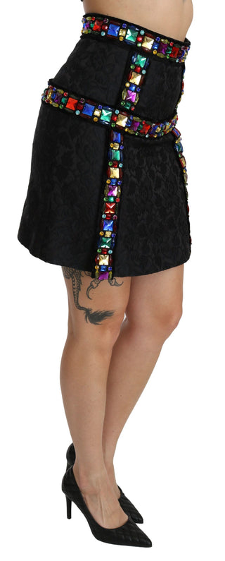 Elegant High-waist Embellished Black Skirt - Luxury for You