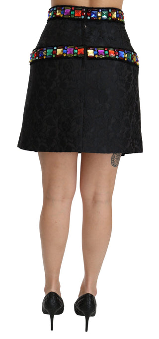 Elegant High-waist Embellished Black Skirt - Luxury for You