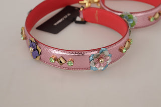 Elegant Metallic Pink Leather Shoulder Strap