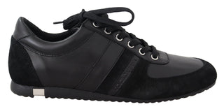 Elegant Black Leather Sport Sneakers - Luxury for You