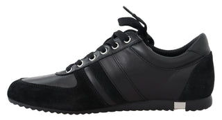 Elegant Black Leather Sport Sneakers - Luxury for You