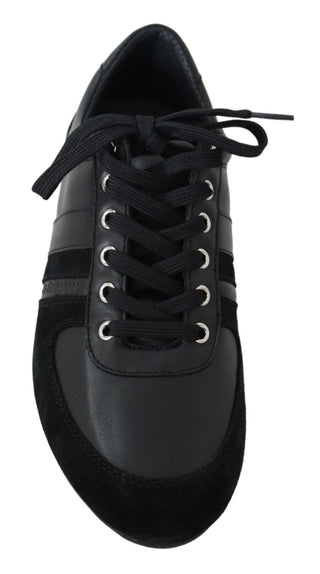 Elegant Black Leather Sport Sneakers - Luxury for You