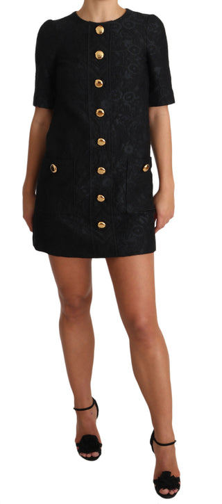 Elegant Black Button Embellished Mini Dress - Luxury for You