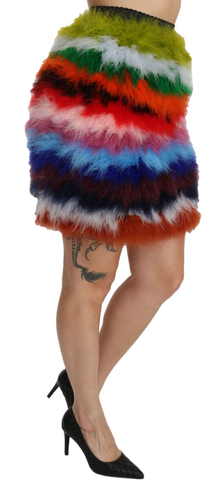 Chic Feather Embellished High Waist Skirt - Luxury for You