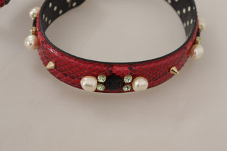 Elegant Red Python Leather Shoulder Strap