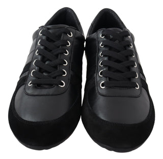 Elegant Black Leather Sport Sneakers - Luxury for You