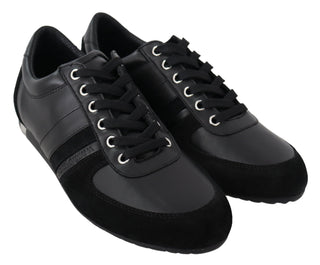 Elegant Black Leather Sport Sneakers - Luxury for You