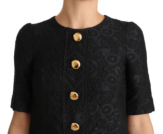 Elegant Black Button Embellished Mini Dress - Luxury for You