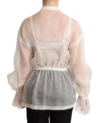 Elegant White Silk-cotton Ascot Blouse - Luxury for You