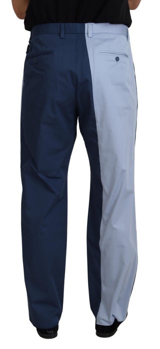 Elegant Blue Cotton Blend Pants For Men