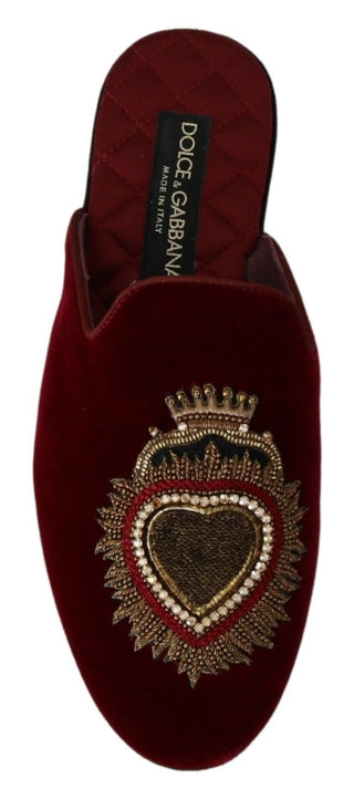 Red Velvet Embroidered Slides - Luxury for You